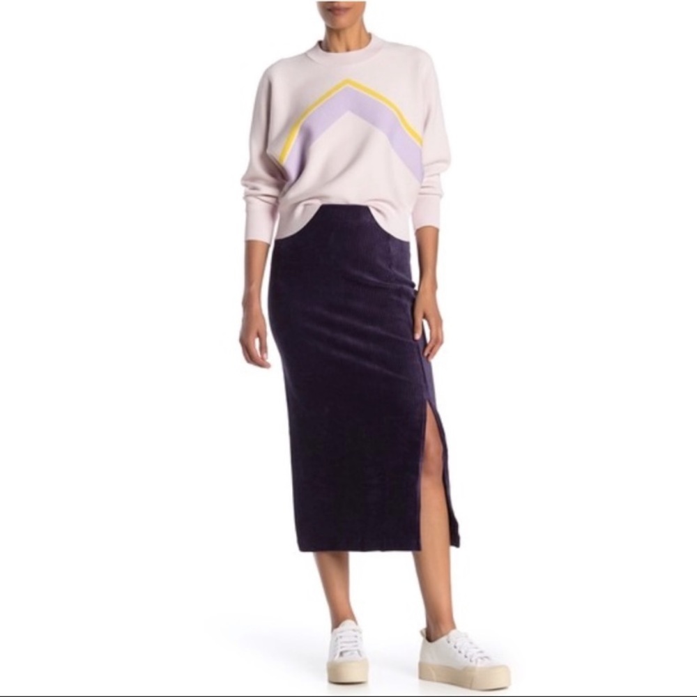 NWT Free People Helen Ribbed Midi Skirt